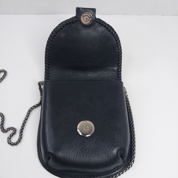 Vtg Home Interiors Special Edition Black Leather Mini Shoulder bag Metal Chain - Picture 7 of 10
